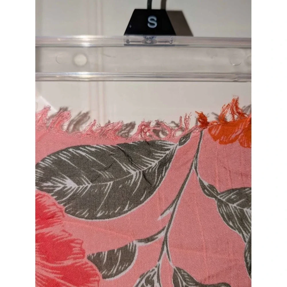 Coral Floral Scarf Wrap Shawl Lightweight Oversized Spring‎ Summer 70 x 26